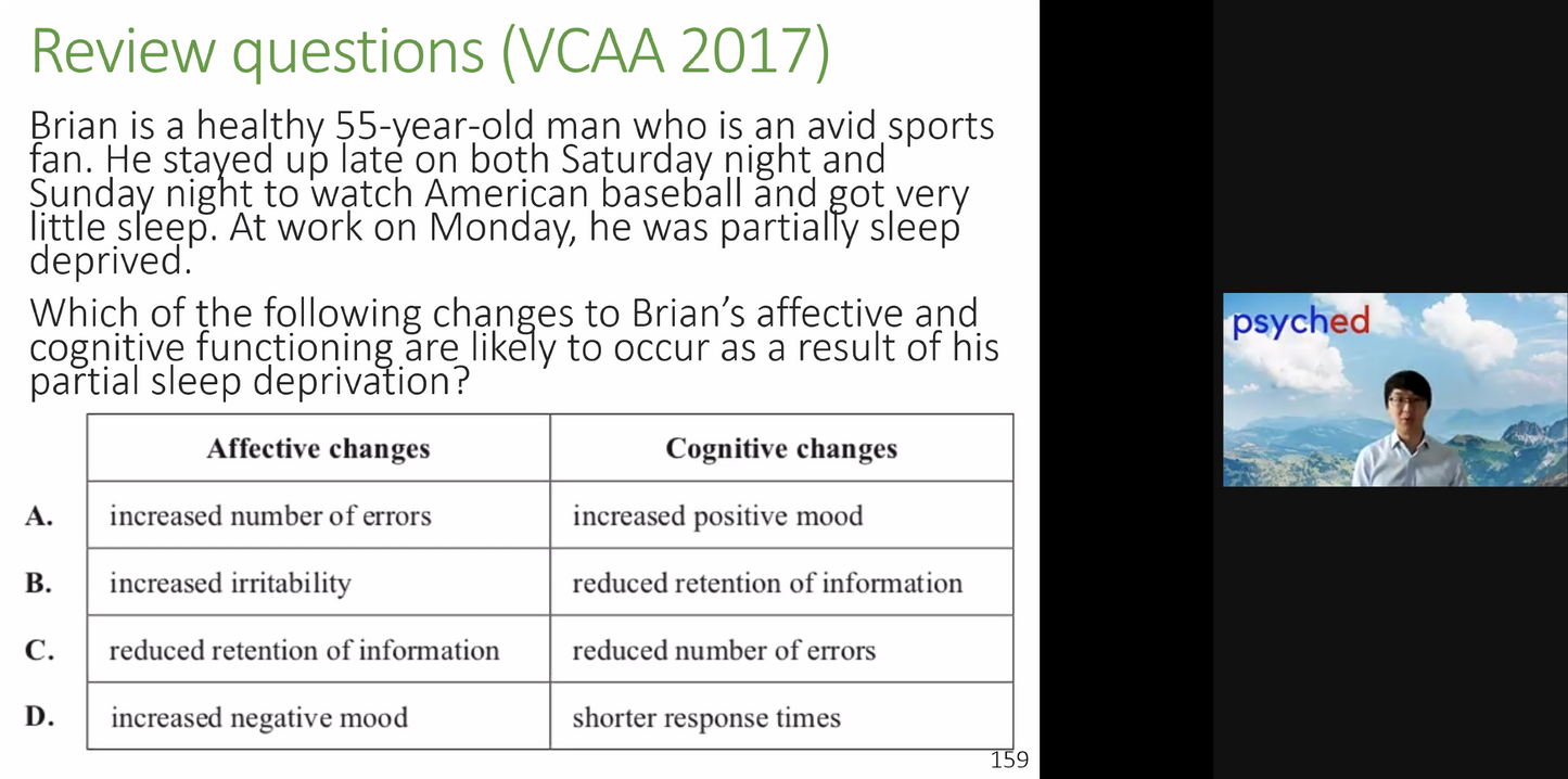Units 3&4 Psychology Exam Revision Lecture 2023: 19th October, 4–7:30pm (repeat)