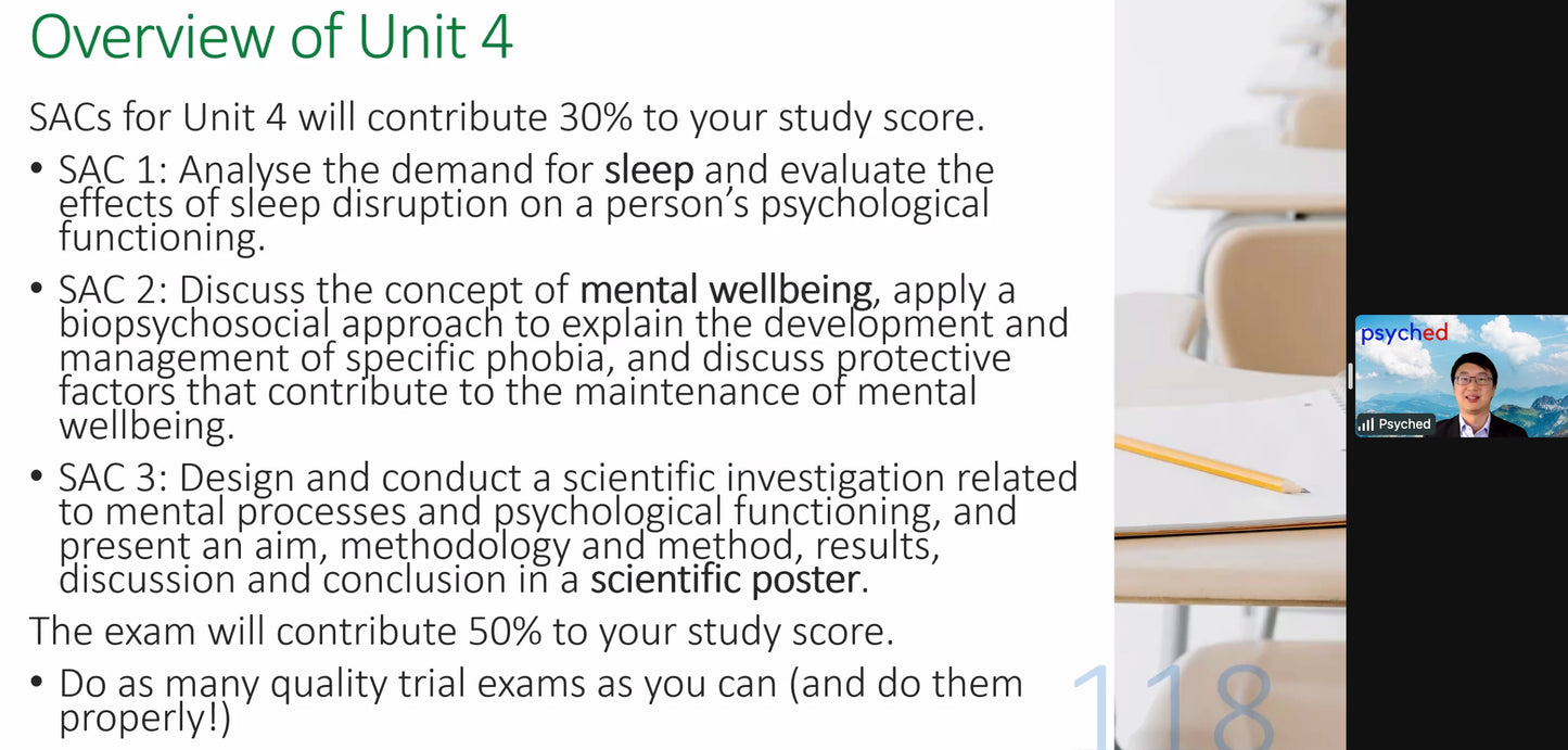 VCE Unit 4 Psychology Head Start Webinar - 2nd June 2024, 1-4pm