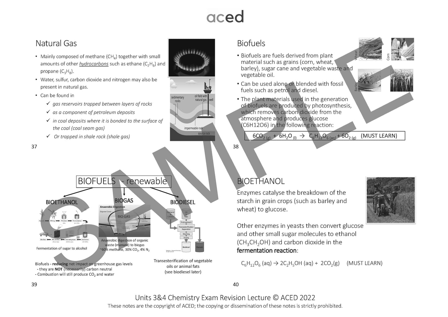 Units 3&4 Chemistry Exam Revision Notes 2025