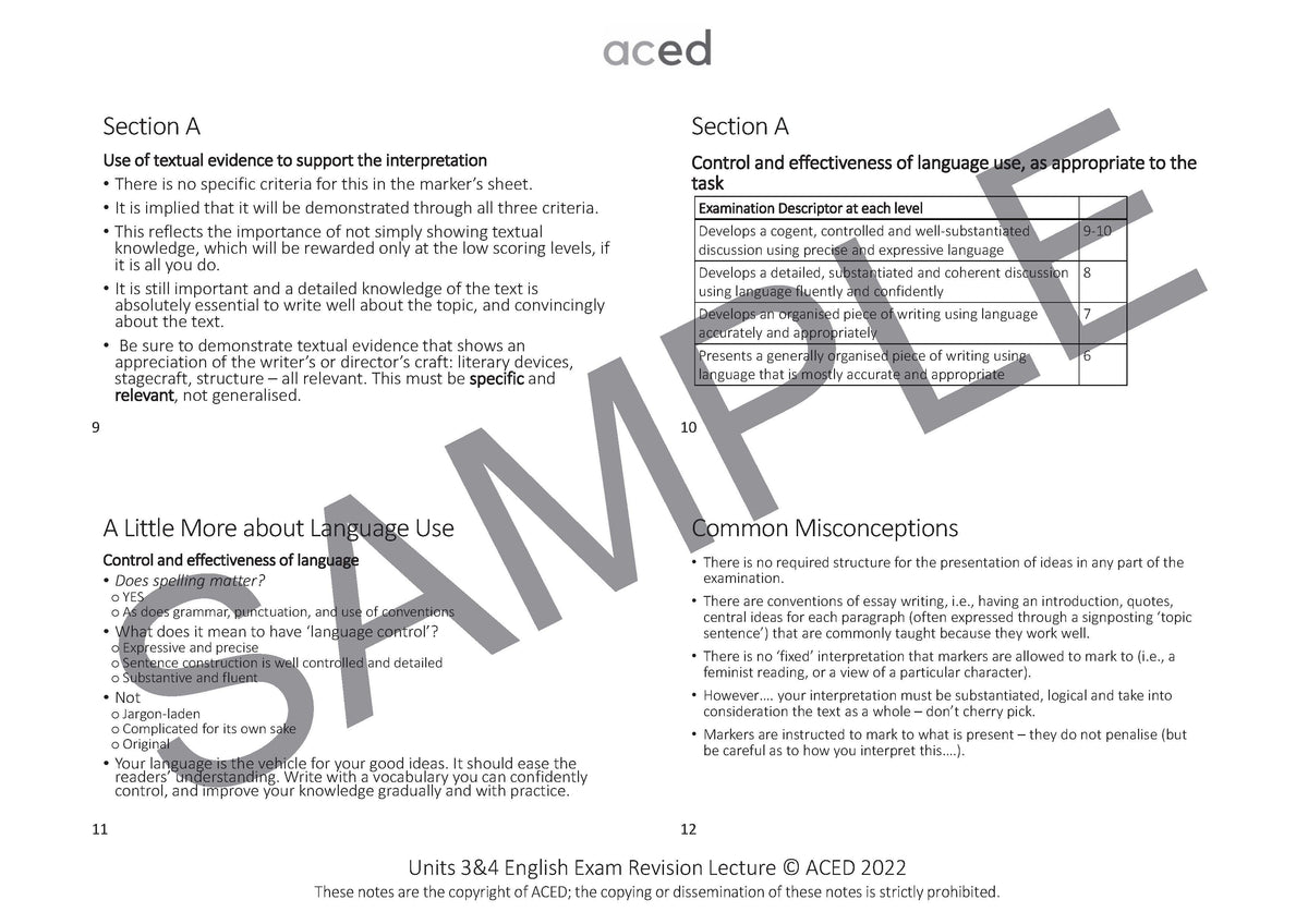 Units 3&4 English Exam Revision Notes 2026