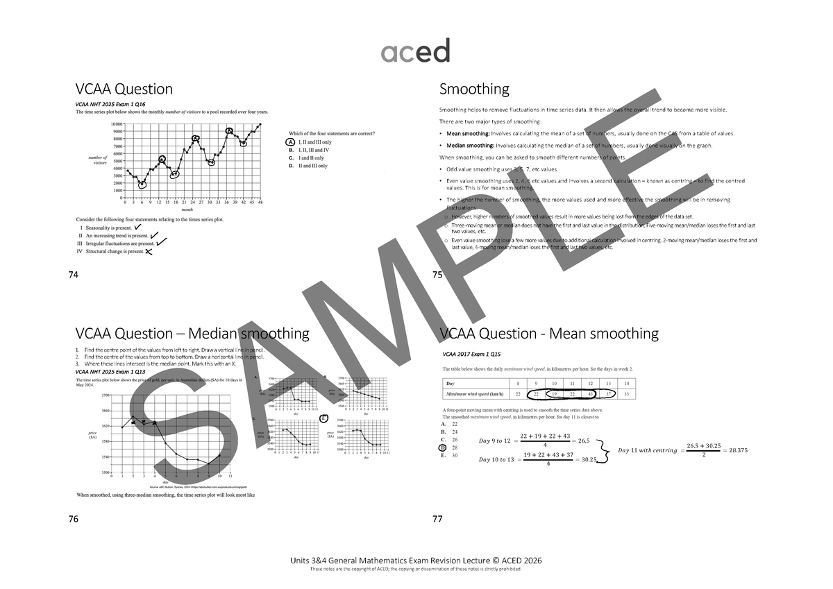 Units 3&4 General Maths Exam Revision Notes 2026