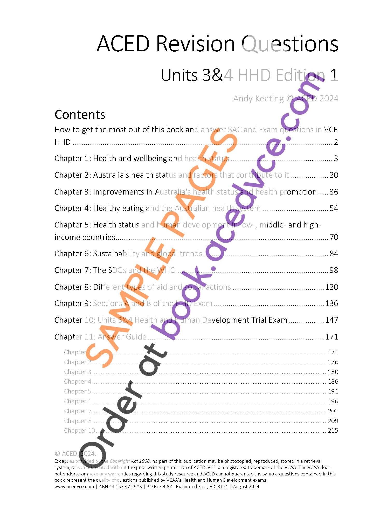 ACED Revision Questions Book - Units 3&4 Health and Human Development Edition 1