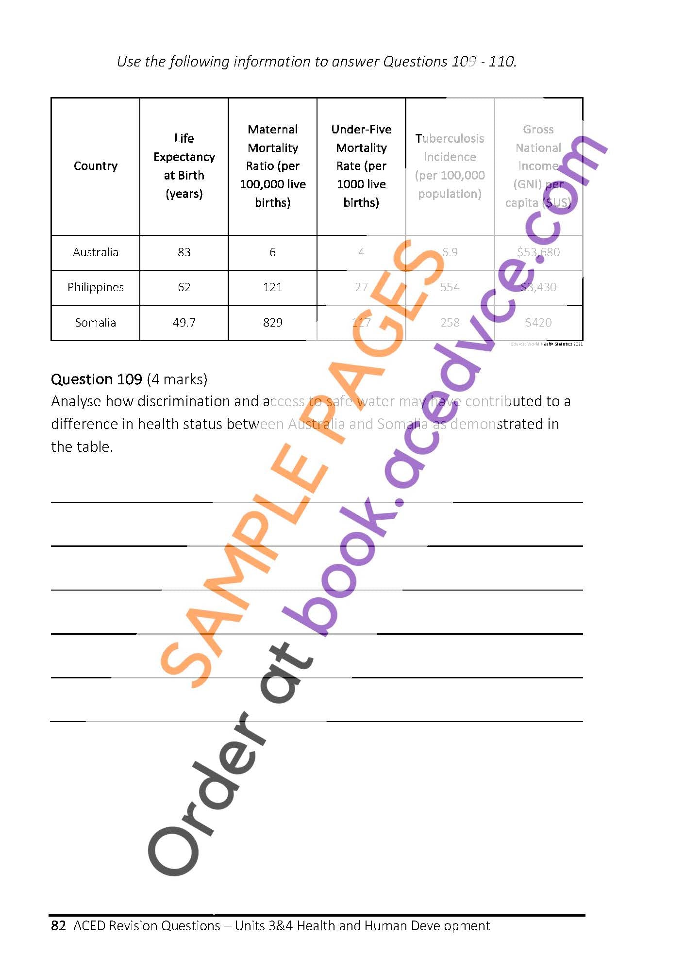 ACED Revision Questions Book - Units 3&4 Health and Human Development Edition 1