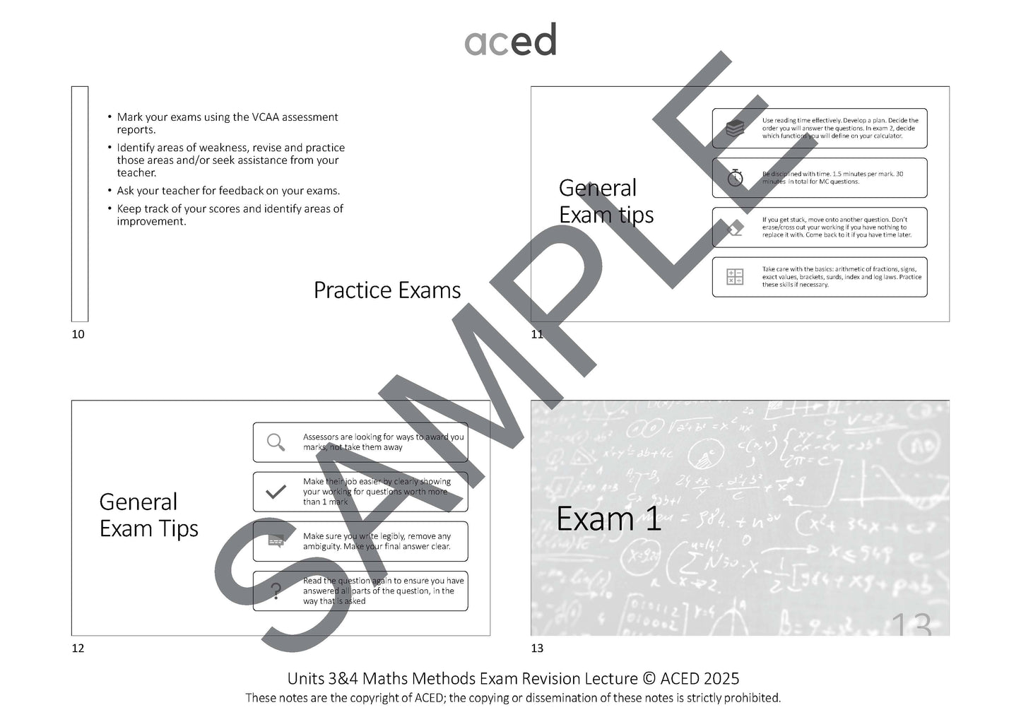 Units 3&4 Maths Methods Exam Revision Notes 2025