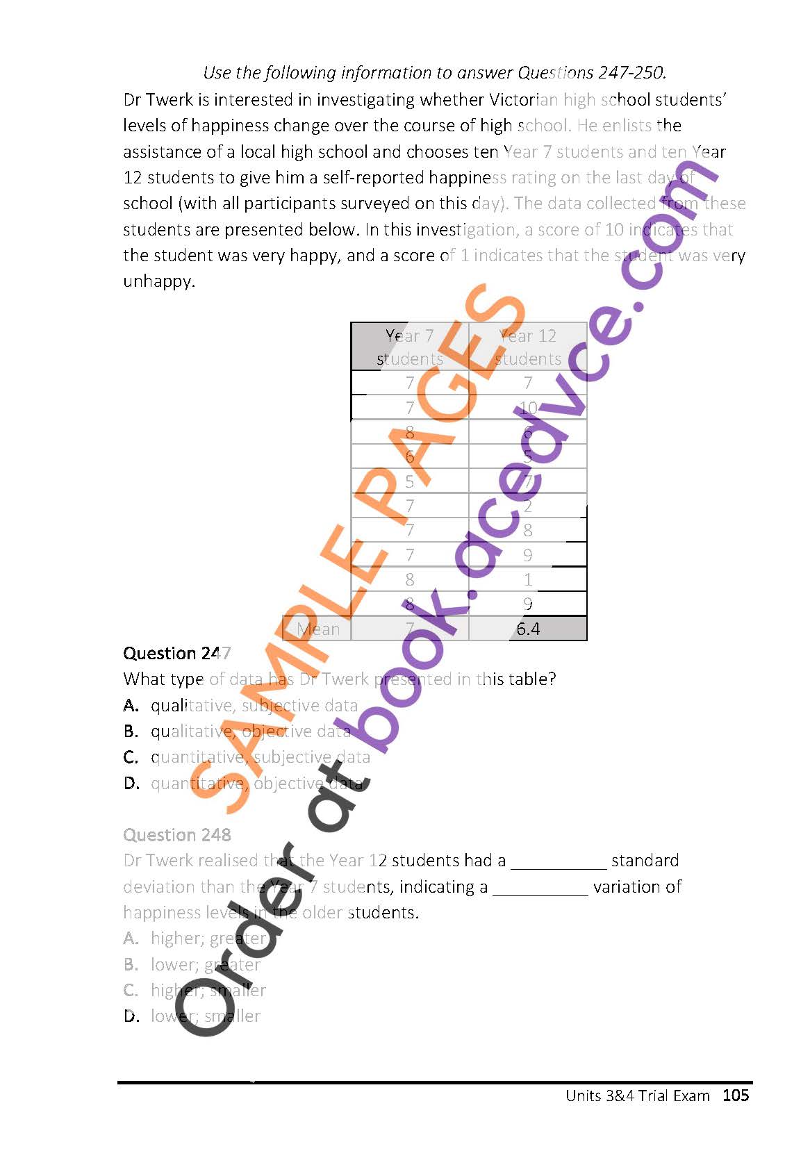 Psyched Revision Questions Book - Unit 4 Psychology Edition 1