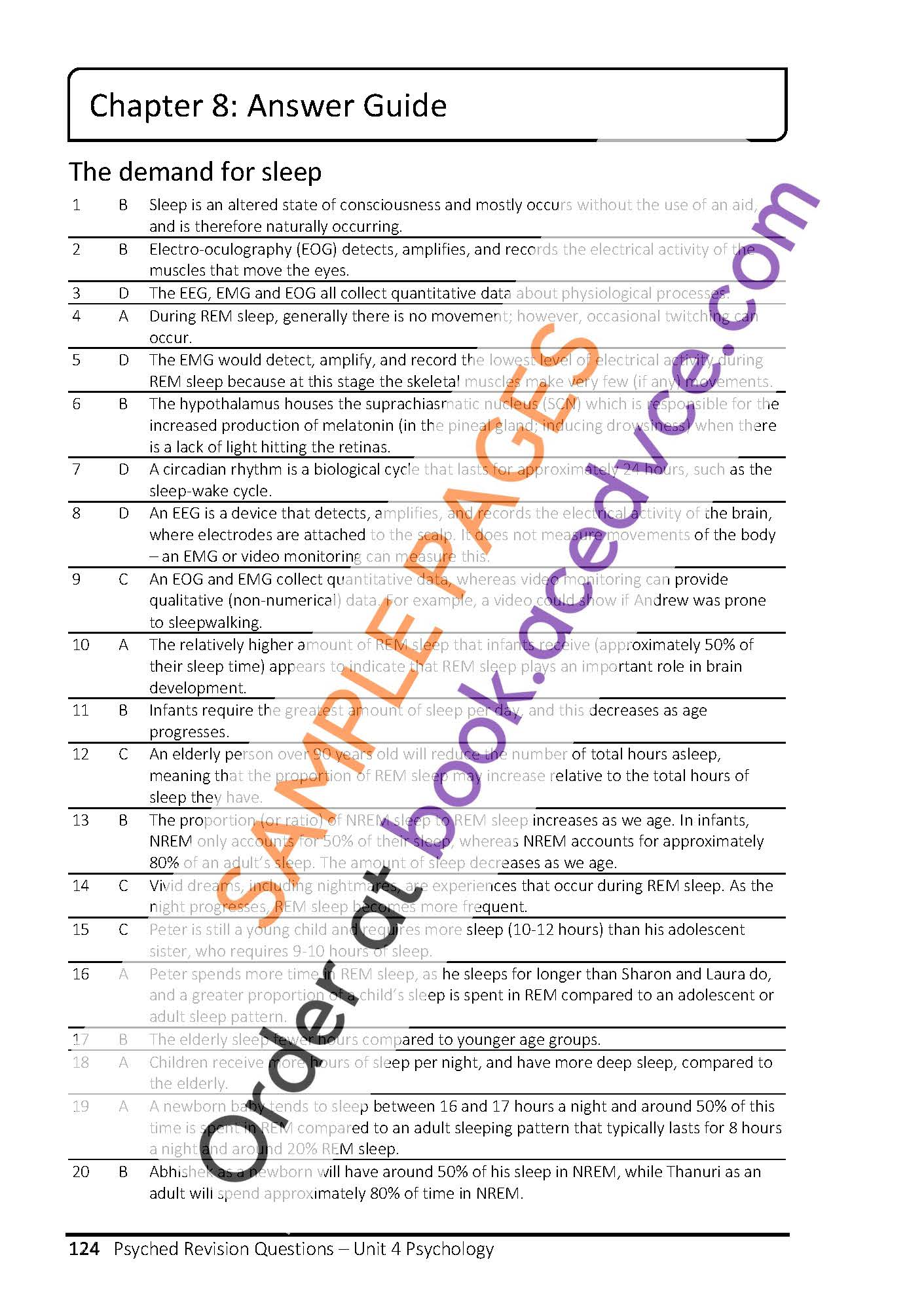 Psyched Revision Questions Book - Unit 4 Psychology Edition 1