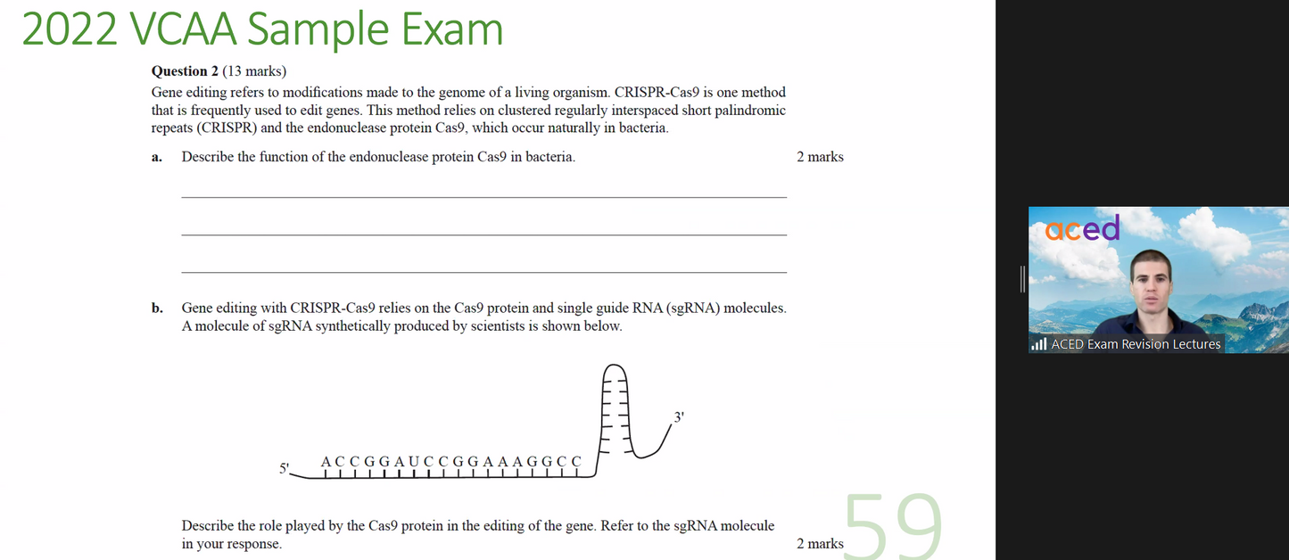 Units 3&4 Biology Exam Revision Lecture 2023: 8th October, 9am–12:30pm (repeat)