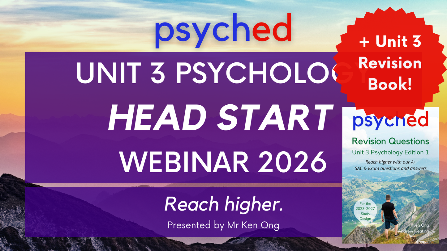 VCE Unit 3 Psychology Head Start Webinar - 1st March 2026, 1-4pm + Unit 3 Revision Questions Book Bundle